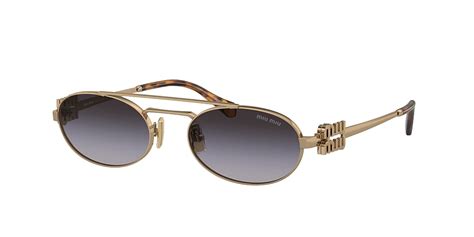 Miu Miu MU 54ZS 53 Grey Gradient & Antique Gold Sunglasses.